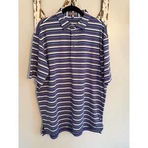 Peter Millar Summer Comfort Polo Shirt Mens Size L Striped Embroidered Logo